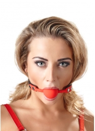 Силиконовый кляп-шар на чёрных ремешках Red Gag silicone - Orion - купить с доставкой в Сыктывкаре