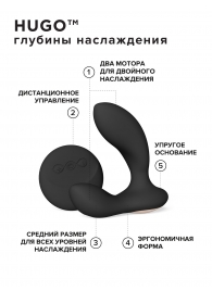 Черный вибромассажер простаты с пультом ДУ Hugo 2 Remote - Lelo - в Сыктывкаре купить с доставкой