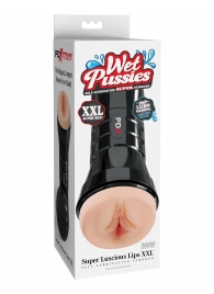 Телесный мастурбатор-вагина в черной колбе Super Luscious Lips XXL - Pipedream - в Сыктывкаре купить с доставкой