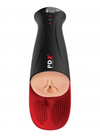 Телесный мастурбатор-вагина в черной колбе с вибрацией Fuck-O-Matic Pro XL - Pipedream - в Сыктывкаре купить с доставкой