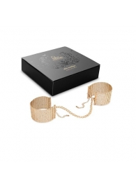 Дизайнерские золотистые наручники Desir Metallique Handcuffs Bijoux - Bijoux Indiscrets - купить с доставкой в Сыктывкаре