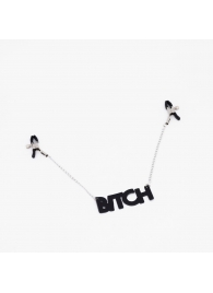 Зажимы на соски с кожаной подвеской Bitch - Crazy Handmade - купить с доставкой в Сыктывкаре