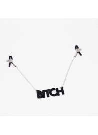 Зажимы на соски с кожаной подвеской Bitch - Crazy Handmade - купить с доставкой в Сыктывкаре