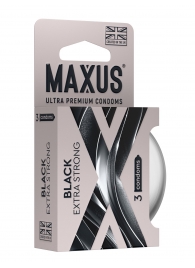 Черные утолщенные презервативы MAXUS Extra Strong с железным кейсом - 3 шт. - Maxus - купить с доставкой в Сыктывкаре