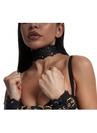 Черный ажурный чокер с золотистой фурнитурой - Crazy Handmade - купить с доставкой в Сыктывкаре