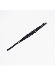 Черный ажурный чокер с золотистой фурнитурой - Crazy Handmade - купить с доставкой в Сыктывкаре