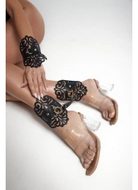 Черный фигурные оковы с золотистой фурнитурой - Crazy Handmade - купить с доставкой в Сыктывкаре Черный фигурные оковы с золотистой фурнитурой - Crazy Handmade - купить с доставкой в Сыктывкаре