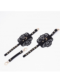 Черный фигурные оковы с золотистой фурнитурой - Crazy Handmade - купить с доставкой в Сыктывкаре Черный фигурные оковы с золотистой фурнитурой - Crazy Handmade - купить с доставкой в Сыктывкаре