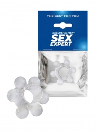 Прозрачное эрекционное кольцо с 6 стимулирующими шариками - Sex Expert - в Сыктывкаре купить с доставкой