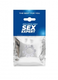 Прозрачное эрекционное кольцо с шариками и шипами - Sex Expert - в Сыктывкаре купить с доставкой