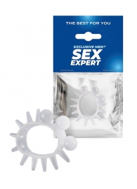 Эластичное эрекционное кольцо с шариками и лучами - Sex Expert - в Сыктывкаре купить с доставкой