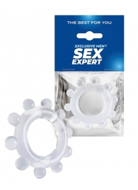 Прозрачное эрекционное кольцо со стимулирующими шариками - Sex Expert - в Сыктывкаре купить с доставкой