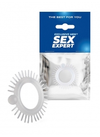 Эластичное эрекционное кольцо с шипиками и шариком - Sex Expert - в Сыктывкаре купить с доставкой