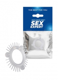 Эластичное эрекционное кольцо с 3 шариками и шипами - Sex Expert - в Сыктывкаре купить с доставкой
