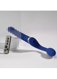 Синий безремневой страпон Multi Orgasm Bendable Strap-On size L с клиторальной стимуляцией - Strap-on-me - купить с доставкой в Сыктывкаре