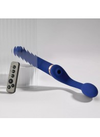 Синий безремневой страпон Multi Orgasm Bendable Strap-On size XL с клиторальной стимуляцией - Strap-on-me - купить с доставкой в Сыктывкаре