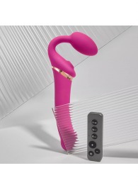 Ярко-розовый безремневой страпон Multi Orgasm Bendable Strap-On size L с клиторальной стимуляцией - Strap-on-me - купить с доставкой в Сыктывкаре