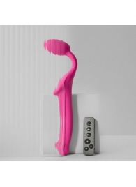 Ярко-розовый безремневой страпон Strap-on-me Vibrating Bendable Strap-On size L - Strap-on-me - купить с доставкой в Сыктывкаре