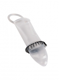 Закрытая насадка на пенис с подхватом мошонки и стимулирующими «ресничками» - Sextaz - в Сыктывкаре купить с доставкой