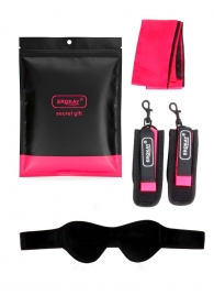 Черно-розовый эротический набор: маска, наручники и повязка - Erokay - купить с доставкой в Сыктывкаре