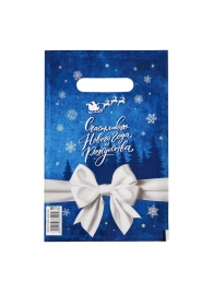 Сине-белый подарочный новогодний пакет с вырубной ручкой (20х30 см) - Сима-Ленд - купить с доставкой в Сыктывкаре