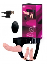 Женский страпон с 3 насадками и вибрацией - Erowoman-Eroman - купить с доставкой в Сыктывкаре