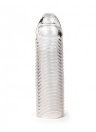 Прозрачная закрытая насадка на пенис с ребрышками - 16 см. - Sex Expert - в Сыктывкаре купить с доставкой