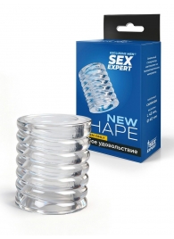 Прозрачная сквозная насадка на пенис с ребрышками - Sex Expert - в Сыктывкаре купить с доставкой