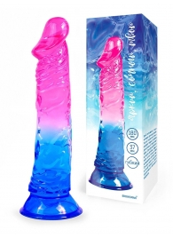 Яркий розово-синий фаллоимитатор с присоской - Erowoman-Eroman
