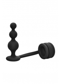 Черное эрекционное кольцо с анальной елочкой Cockring With Beaded Anal Plug - Dream Toys - в Сыктывкаре купить с доставкой