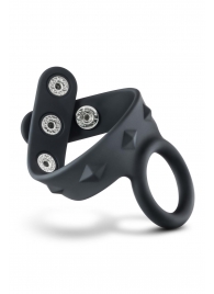 Черное эрекционное кольцо с подхватом мошонки на кнопках VS6 - Blush Novelties - в Сыктывкаре купить с доставкой