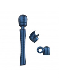 Синий вибромассажёр с насадками Man.wand Edgy - Manwan - в Сыктывкаре купить с доставкой