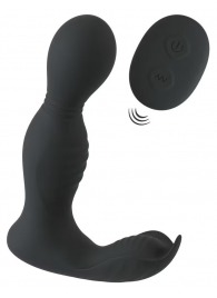 Черная анальная пробка с вибрацией, вращением и пультом ДУ RC Butt Plug with 2 Functions - Orion - в Сыктывкаре купить с доставкой