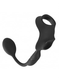 Черное виброкольцо с анальной пробкой Cock Ring with RC Butt Plug - Orion - в Сыктывкаре купить с доставкой