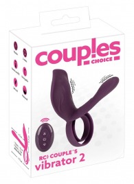 Фиолетовая насадка на член с клиторальным отростком и пультом ДУ RC Couple’s Vibrator 2 - Orion - в Сыктывкаре купить с доставкой