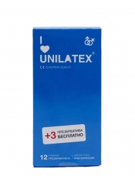 Классические презервативы Unilatex Natural Plain - 12 шт. + 3 шт. в подарок - Unilatex - купить с доставкой в Сыктывкаре