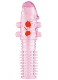 Гелевая розовая насадка с шариками и шипами - 14 см. - ToyFa - в Сыктывкаре купить с доставкой