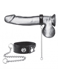 Утяжка на пенис с поводком Snap Cock Ring With 12  Leash - BlueLine - купить с доставкой в Сыктывкаре