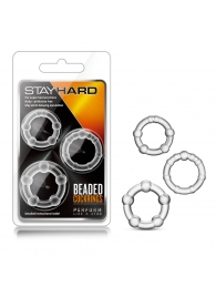 Набор из 3 прозрачных эрекционных колец Stay Hard Beaded Cockrings - Blush Novelties - в Сыктывкаре купить с доставкой