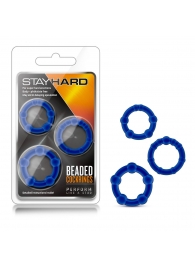 Набор из 3 синих эрекционных колец Stay Hard Beaded Cockrings - Blush Novelties - в Сыктывкаре купить с доставкой