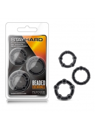 Набор из 3 чёрных эрекционных колец Stay Hard Beaded Cockrings - Blush Novelties - в Сыктывкаре купить с доставкой