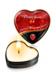 Массажная свеча с ароматом клубники Bougie Massage Candle - 35 мл. - Plaisir Secret - купить с доставкой в Сыктывкаре
