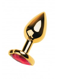 Золотистая анальная пробка с кристаллом-сердцем - 7,5 см. - ToyFa - купить с доставкой в Сыктывкаре