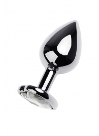 Серебристая анальная пробка с прозрачным кристаллом-сердцем - 8 см. - ToyFa - купить с доставкой в Сыктывкаре