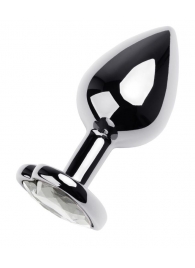 Серебристая анальная пробка с прозрачным кристаллом-сердцем - 8 см. - ToyFa - купить с доставкой в Сыктывкаре