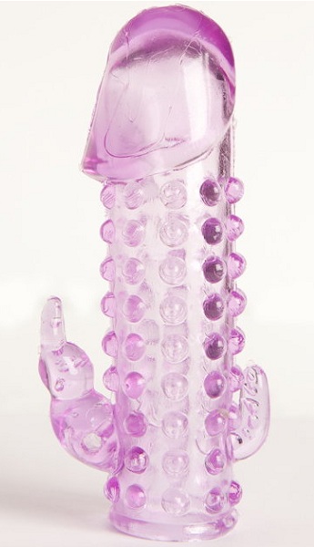 Закрытая фиолетовая насадка с 2 отростками - 13 см. - Toyfa Basic - в Сыктывкаре купить с доставкой