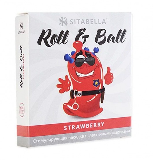 Стимулирующий презерватив-насадка Roll   Ball Strawberry - Sitabella - купить с доставкой в Сыктывкаре