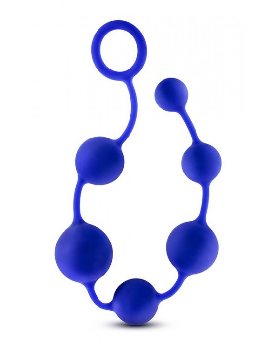 Синяя анальная цепочка 16 Inch Silicone Anal Beads - 40,6 см. - Blush Novelties