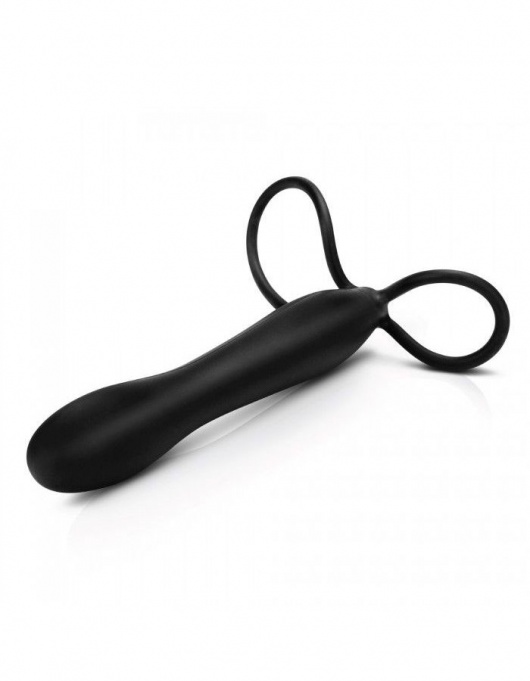 Черная насадка на пенис для двойной стимуляции Mojo BlackJack - 15 см. - Seven Creations - в Сыктывкаре купить с доставкой