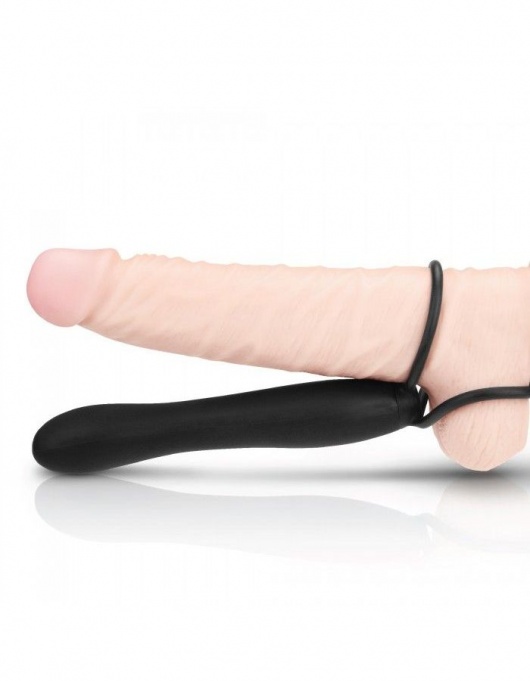 Черная насадка на пенис для двойной стимуляции Mojo BlackJack - 15 см. - Seven Creations - в Сыктывкаре купить с доставкой